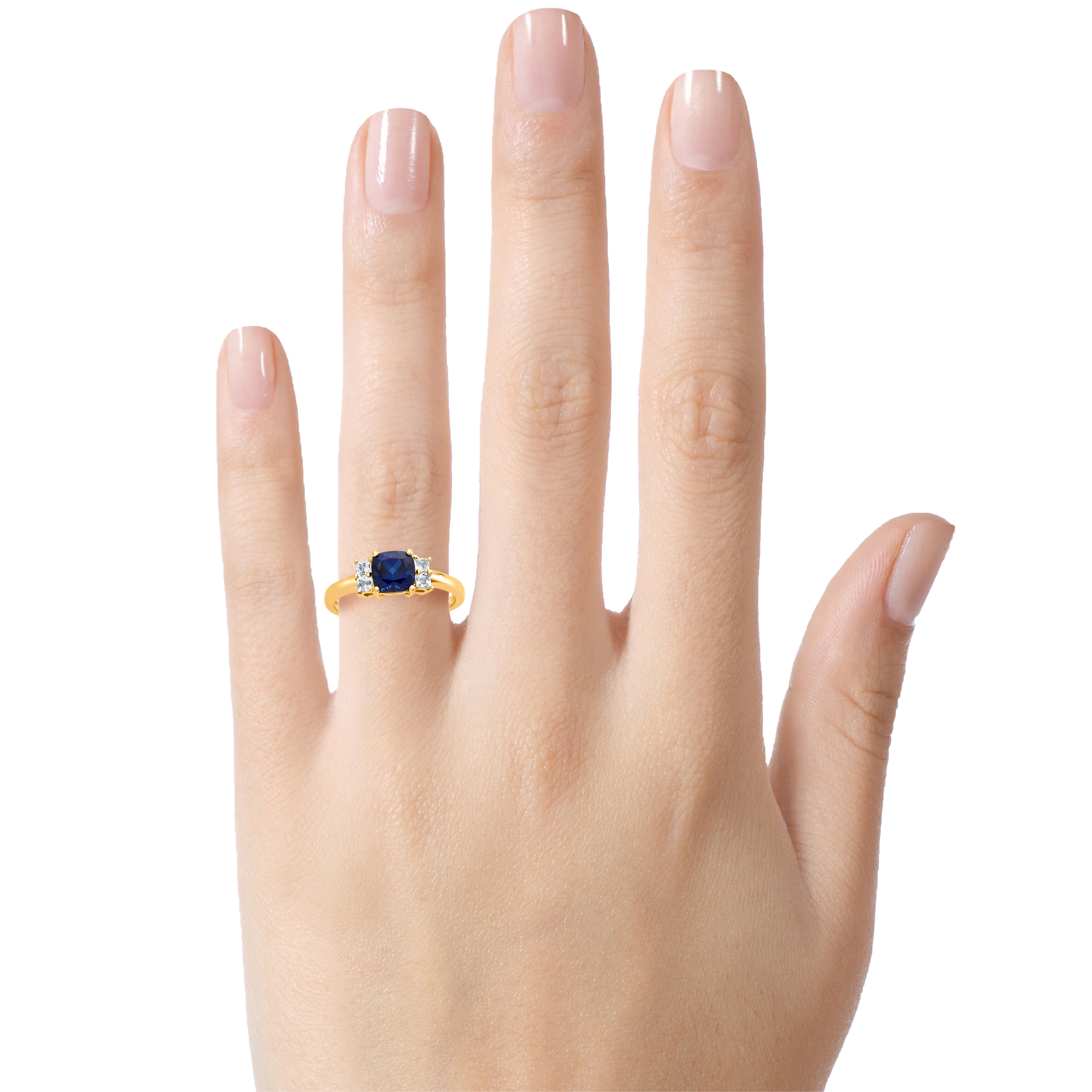 FJC Finejewelers 6x6mm Cushion-Cut Created Blue Sapphire and White Topaz Ring