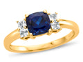 FJC Finejewelers 6x6mm Cushion-Cut Created Blue Sapphire and White Topaz Ring