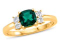 FJC Finejewelers 6x6mm Cushion-Cut Created Emerald and White Topaz Ring