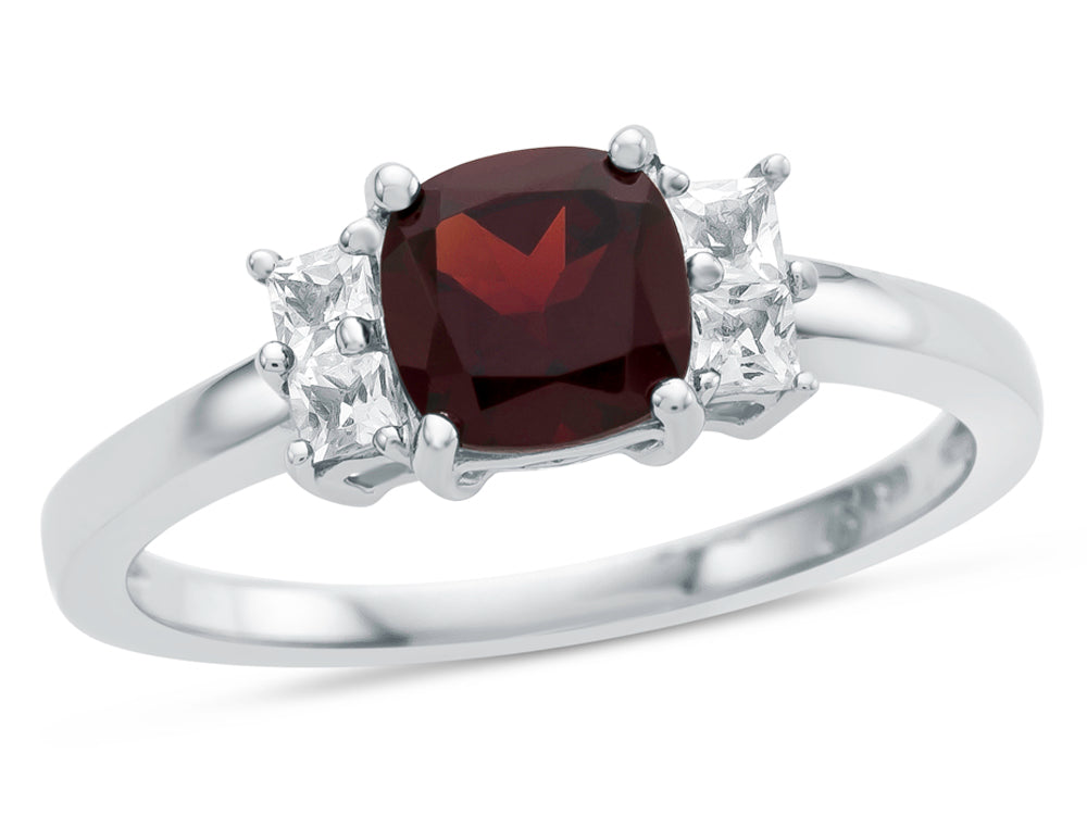 FJC Finejewelers 6x6mm Cushion-Cut Garnet and White Topaz Ring