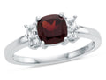 FJC Finejewelers 6x6mm Cushion-Cut Garnet and White Topaz Ring