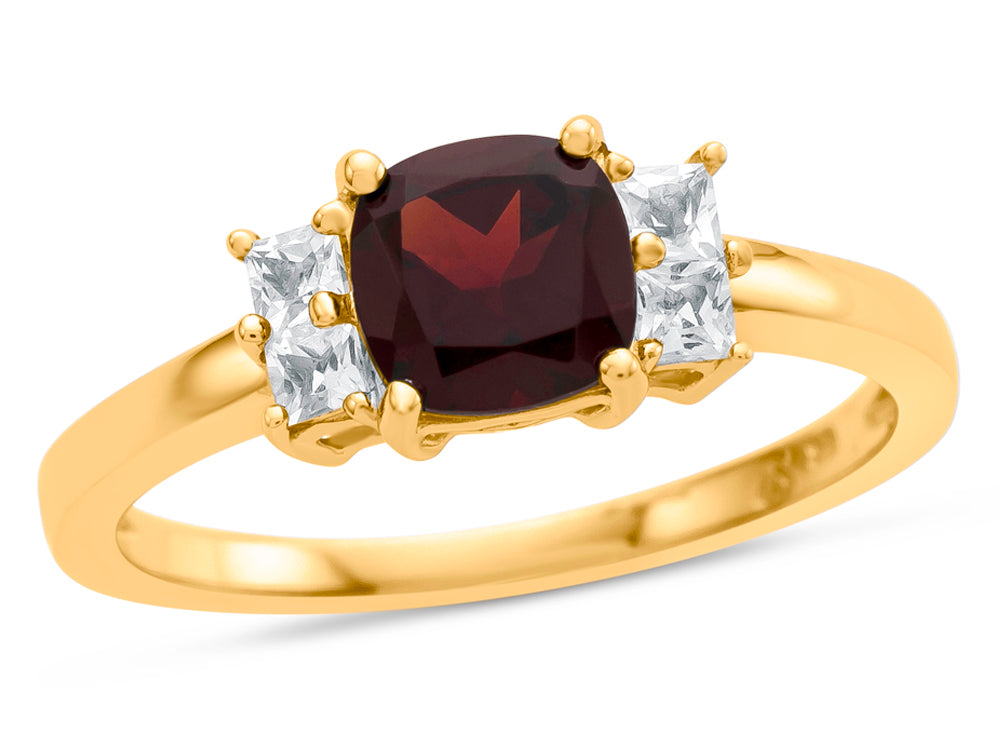 FJC Finejewelers 6x6mm Cushion-Cut Garnet and White Topaz Ring