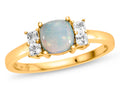 FJC Finejewelers 6x6mm Cushion-Cut Created Opal and White Topaz Ring