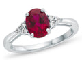 FJC Finejewelers 10k White Gold 8x6mm Oval Created Ruby and White Topaz Ring