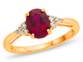 FJC Finejewelers Solid 10k Yellow Gold 8x6mm Oval Created Ruby and White Topaz Ring