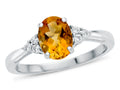 FJC Finejewelers 10k White Gold 8x6mm Oval Citrine and White Topaz Ring