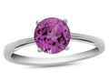 FJC Finejewelers 10k White Gold 7mm Solitaire Round Created Pink Sapphire Ring
