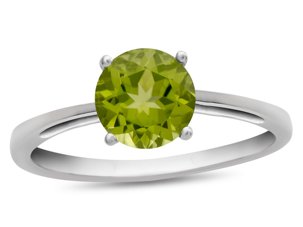 FJC Finejewelers 10k White Gold 7mm Solitaire Round Peridot Ring