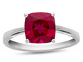 FJC Finejewelers 10k White Gold 7mm Solitaire Cushion-Cut Created Ruby Ring