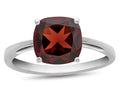 FJC Finejewelers 10k White Gold 7mm Solitaire Cushion-Cut Garnet Ring