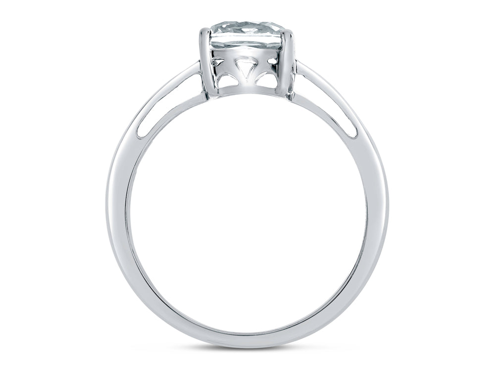 FJC Finejewelers 10k White Gold 7mm Solitaire Cushion-Cut Swiss Blue Topaz Ring