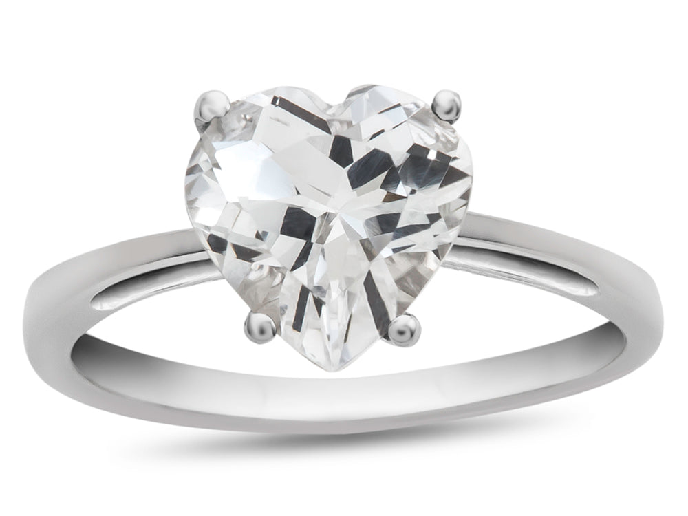 FJC Finejewelers 10k White Gold 7mm Solitaire Heart Shaped White Topaz Ring