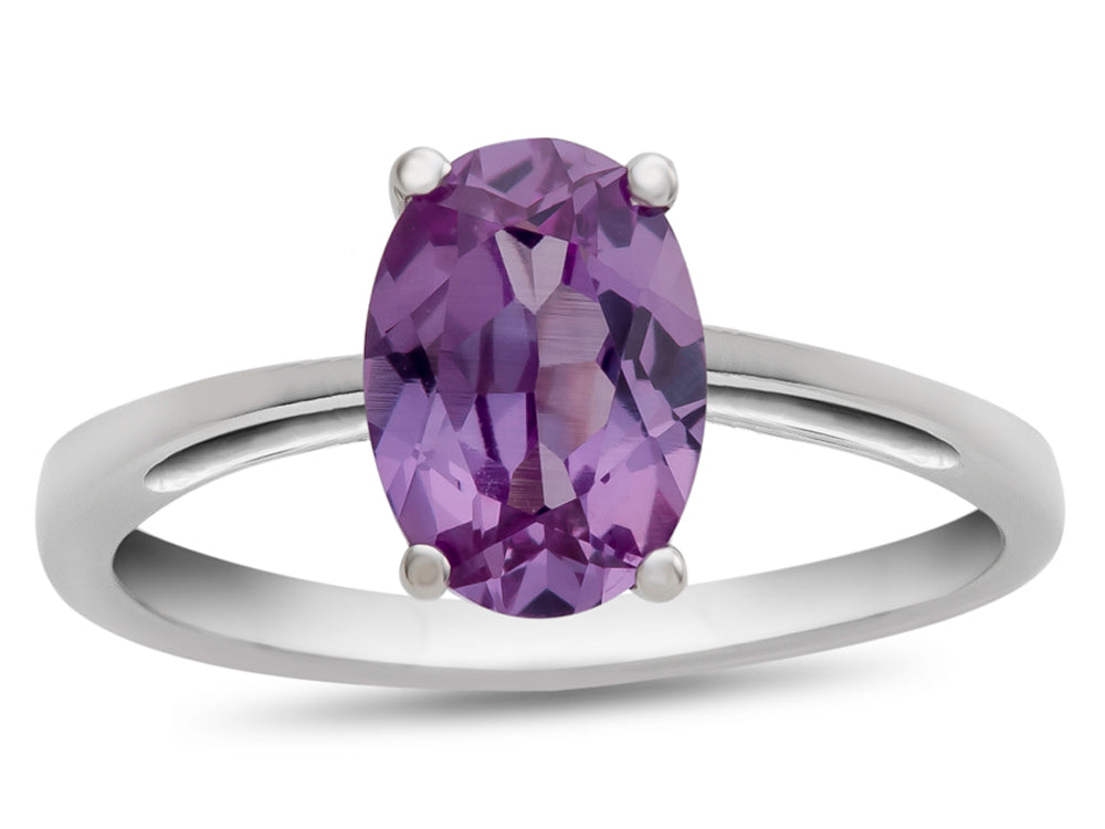FJC Finejewelers 10k White Gold 7x5mm Solitaire Oval Simulated Alexandrite Ring
