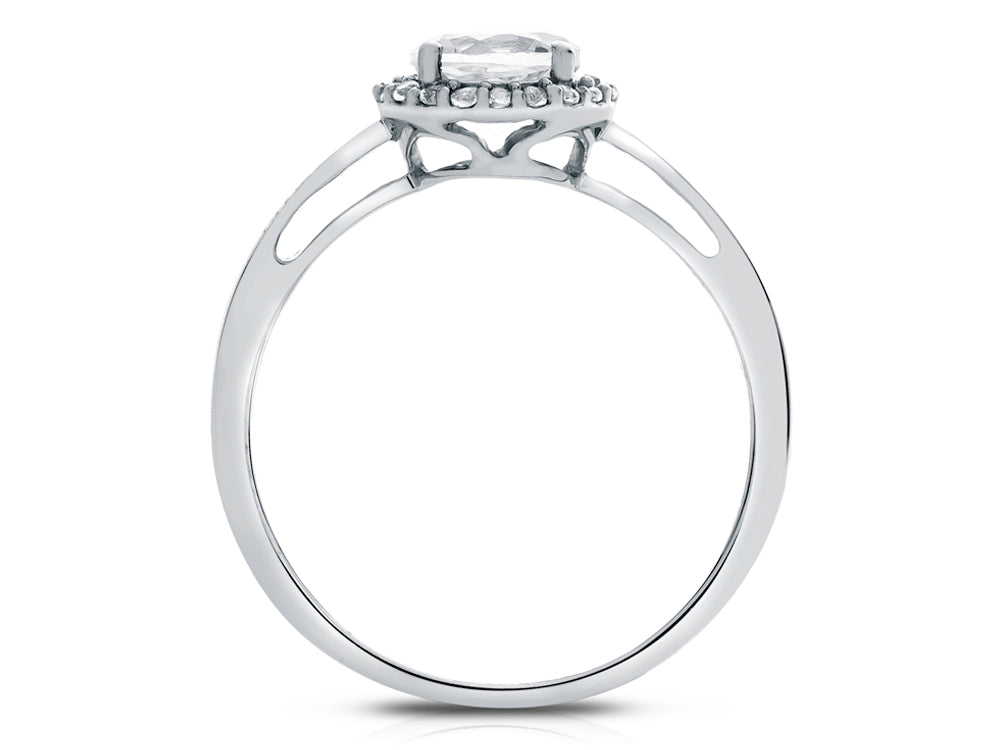 FJC Finejewelers 10k White Gold 6mm Round Created Blue Sapphire with White Topaz accent stones Halo Ring