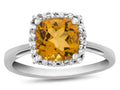FJC Finejewelers 10k White Gold 6mm Cushion-Cut Citrine with White Topaz accent stones Halo Ring