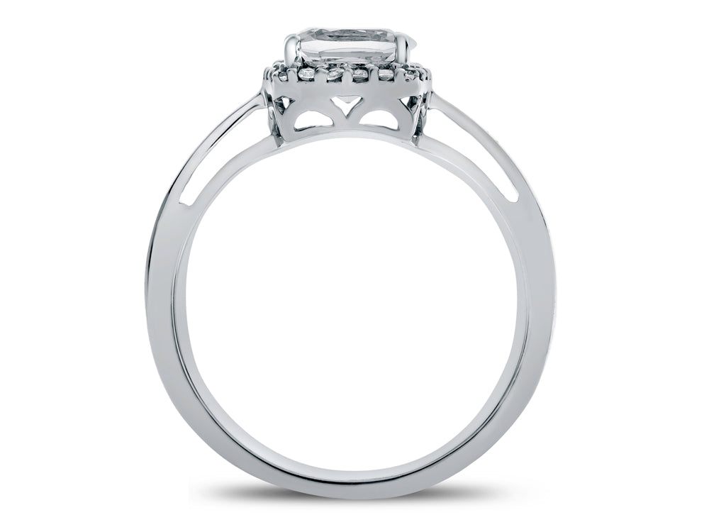 FJC Finejewelers 10k White Gold 6mm Cushion-Cut Created Blue Sapphire with White Topaz accent stones Halo Ring