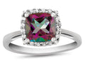 FJC Finejewelers 10k White Gold 6mm Cushion-Cut Mystic Topaz with White Topaz accent stones Halo Ring
