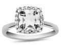 FJC Finejewelers 10k White Gold 6mm Cushion-Cut White Topaz with White Topaz accent stones Halo Ring