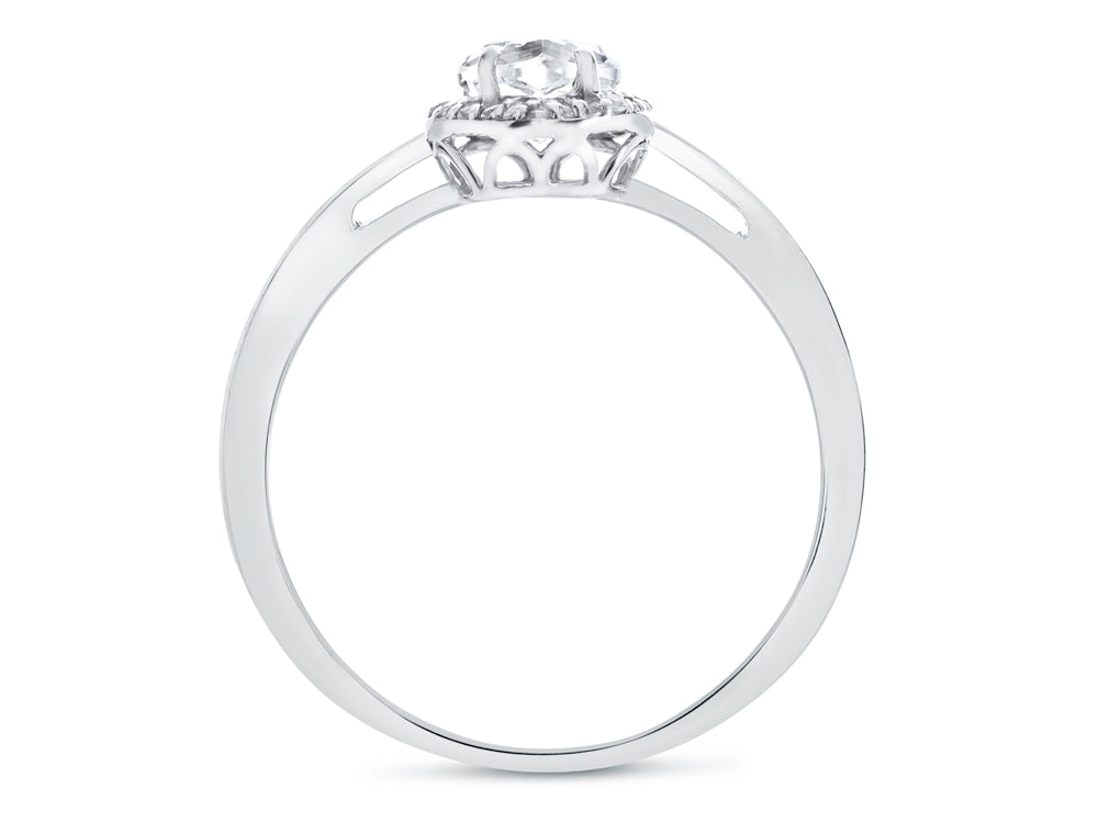 FJC Finejewelers 10k White Gold Heart Shaped Created Blue Sapphire with White Topaz accent stones Halo Ring