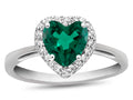 FJC Finejewelers 10k White Gold 6mm Heart Shaped Simulated Emerald with White Topaz accent stones Halo Ring