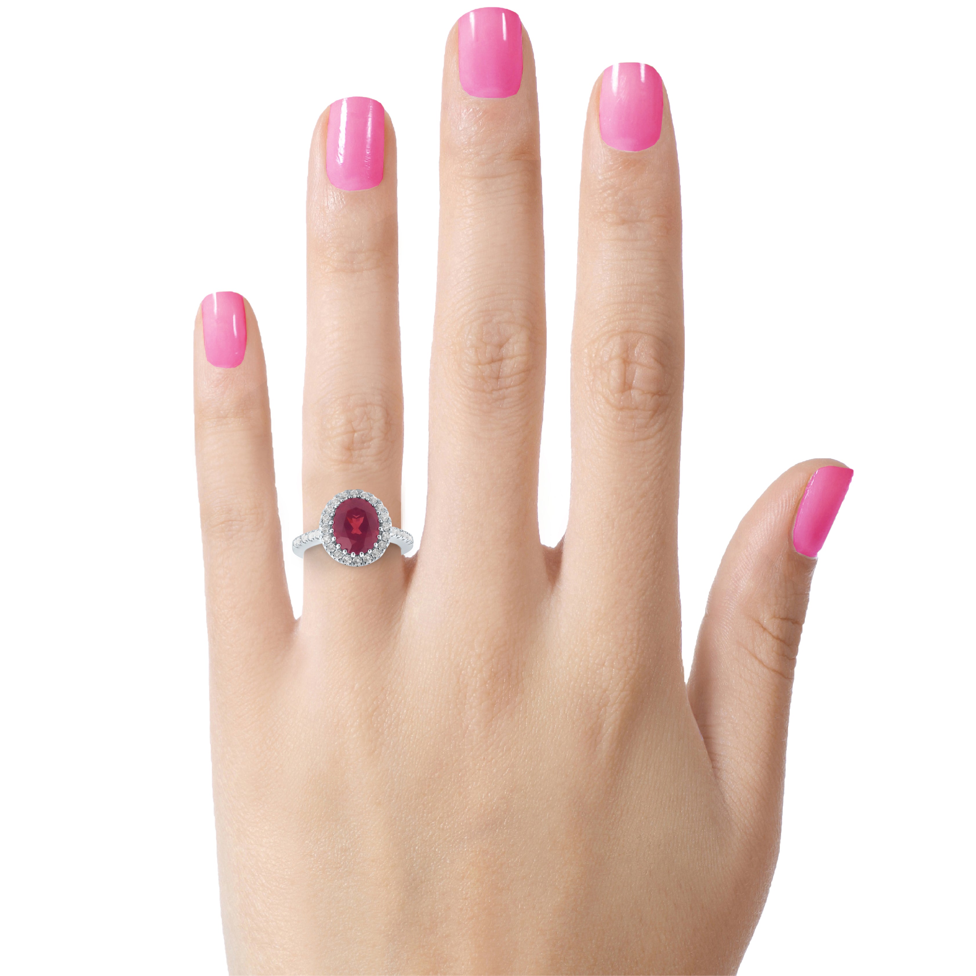 FJC Finejewelers Sterling Silver 3.40 cttw 8x10mm Oval Garnet and White Topaz accent stones Halo Ring