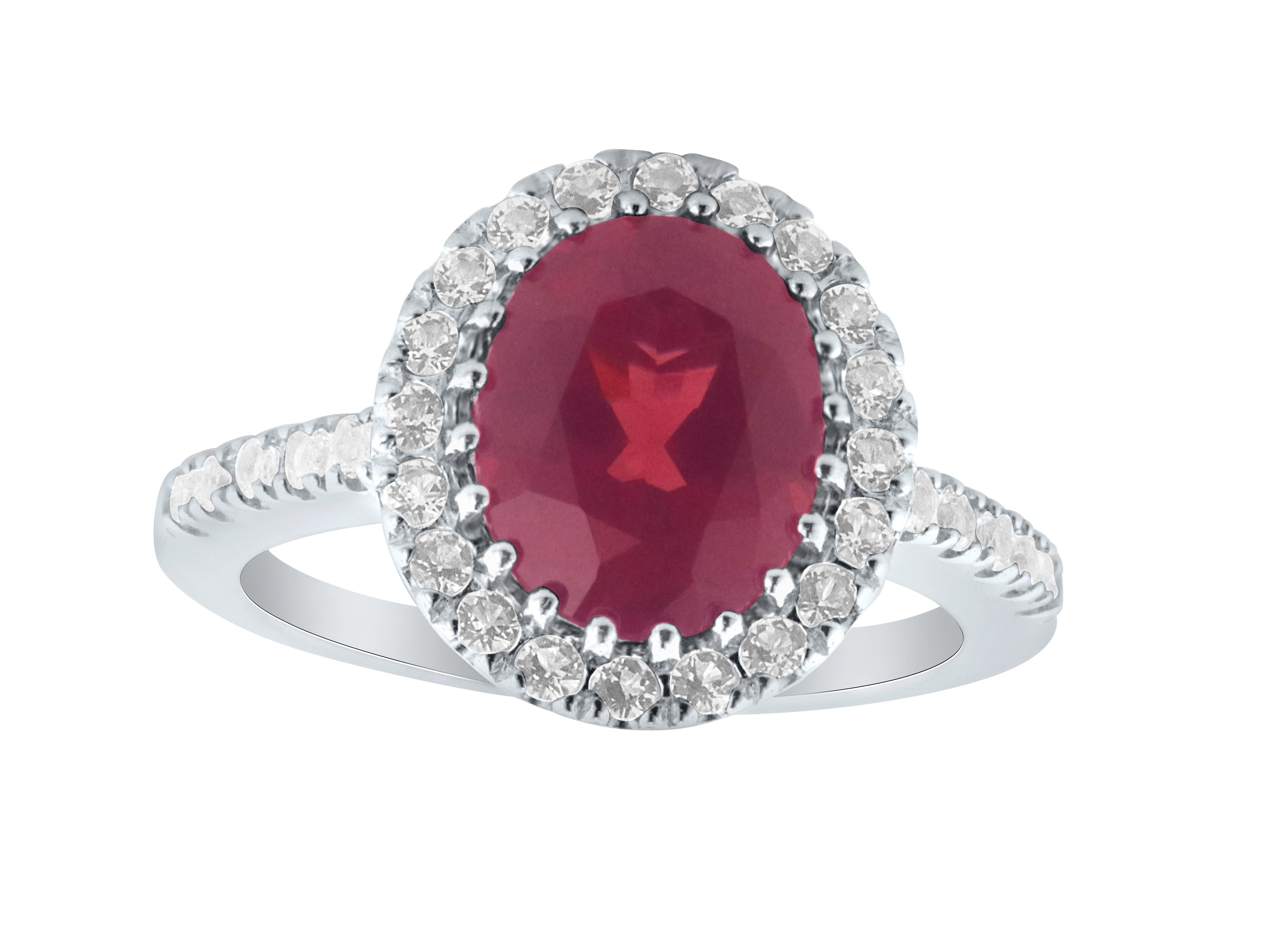 FJC Finejewelers Sterling Silver 3.40 cttw 8x10mm Oval Garnet and White Topaz accent stones Halo Ring