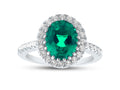 FJC Finejewelers Sterling Silver 8x10mm Oval Simulated Emerald and White Topaz accent stones Halo Ring