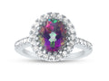 FJC Finejewelers Sterling Silver 3.80 cttw 8x10mm Oval Mystic Topaz and White Topaz accent stones Halo Ring