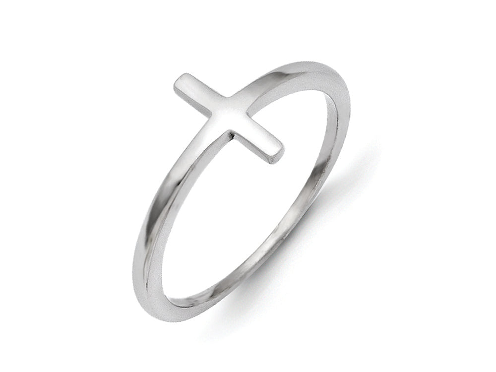 FJC Finejewelers 14k White Gold Sideways Cross Ring
