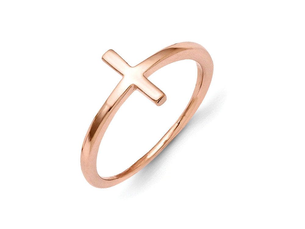 FJC Finejewelers 14k Rose Gold Sideways Cross Ring