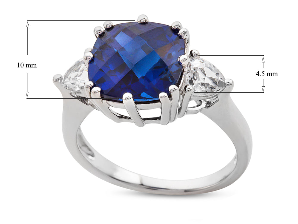 FJC Finejewelers 10x10mm Cushion-Cut Created Blue Sapphire and Created White Sapphire Ring