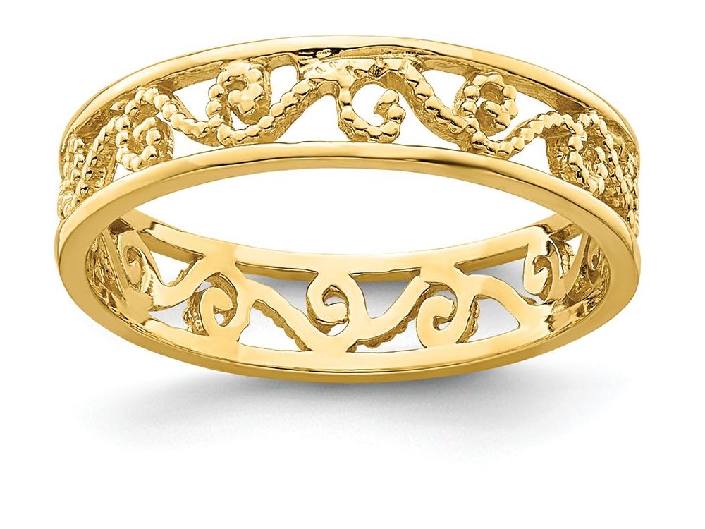 FJC Finejewelers 14k Yellow Gold Scroll Cut-out Band Toe Ring [size 2] Beaded