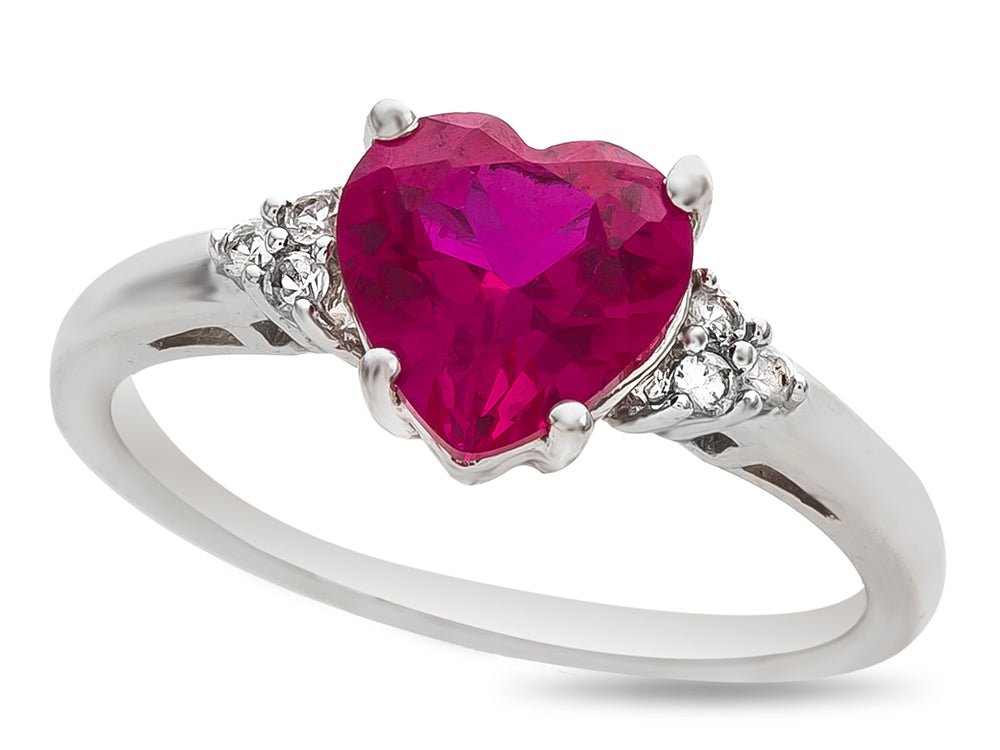 FJC Finejewelers 8mm Heart Shaped Created Ruby and Created White Sapphire Ring