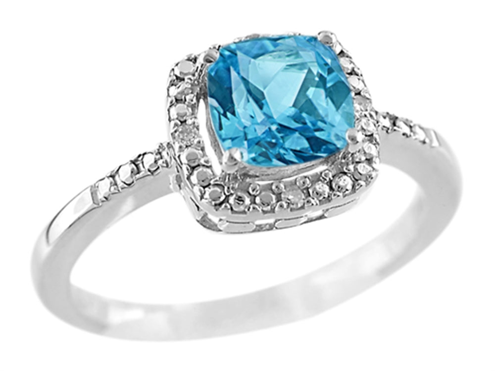 FJC Finejewelers 6x6mm Cushion-Cut Blue Topaz Ring