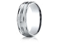 Benchmark 10k Gold 7mm Comfort-fit Satin-finished High Polished Center Trim And Round Edge Wedding Band Ring