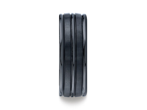 Benchmark Ceramic 8mm Comfort-fit Satin-finished High Polished Center and Round Edge Design Ring