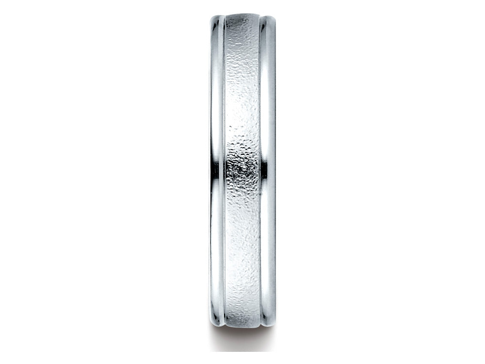 Benchmark 14k Gold 4mm Comfort-fit Wired-finished High Polished Round Edge Carved Design Wedding Band Ring