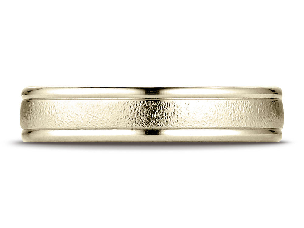 Benchmark 14k Gold 4mm Comfort-fit Wired-finished High Polished Round Edge Carved Design Wedding Band Ring