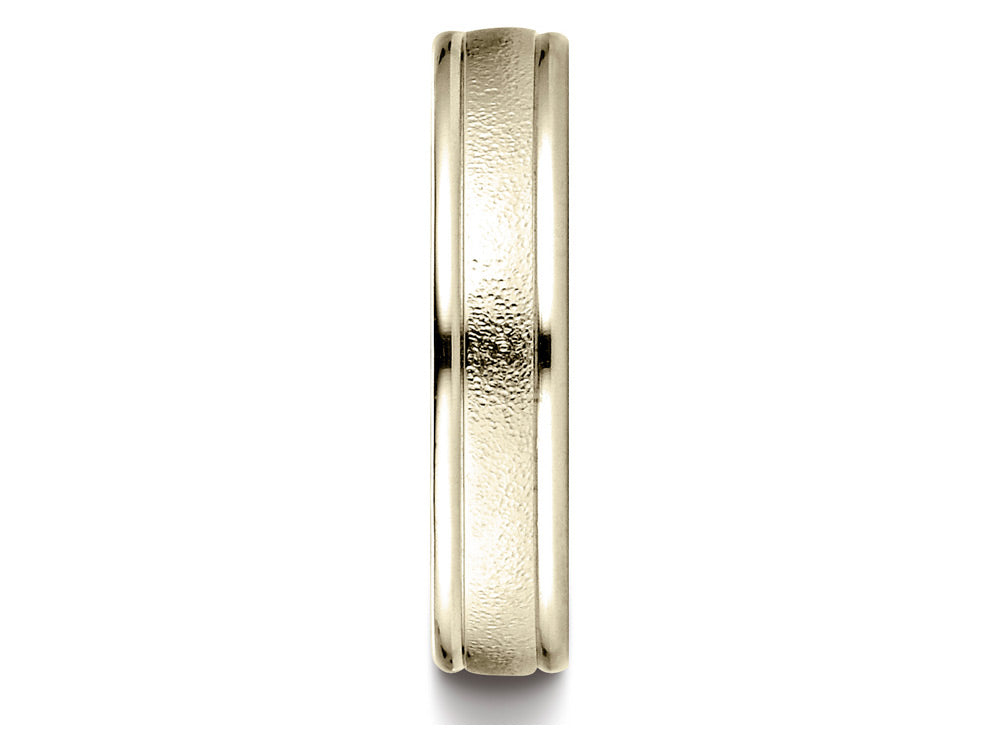 Benchmark 14k Gold 4mm Comfort-fit Wired-finished High Polished Round Edge Carved Design Wedding Band Ring