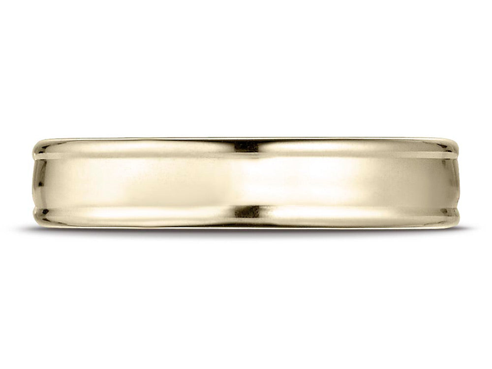 Benchmark 18k Gold 4mm Comfort-fit Satin-finished High Polish Finish Round Edge Design Wedding Band Ring