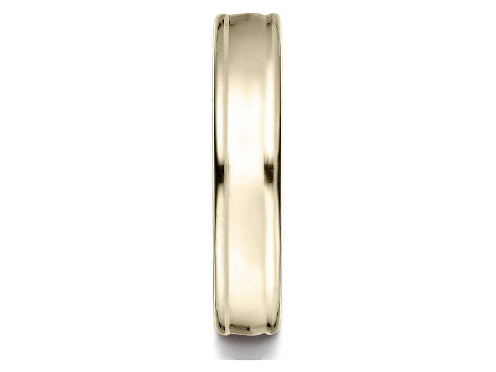 Benchmark 18k Gold 4mm Comfort-fit Satin-finished High Polish Finish Round Edge Design Wedding Band Ring
