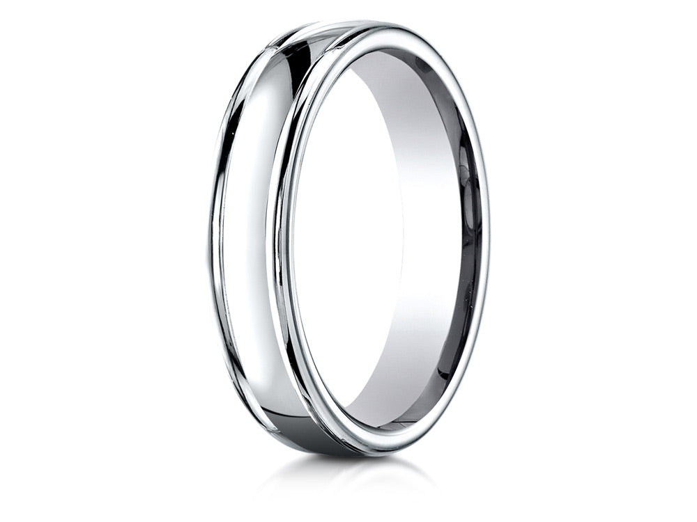 Benchmark 18k Gold 4mm Comfort-fit Satin-finished High Polish Finish Round Edge Design Wedding Band Ring