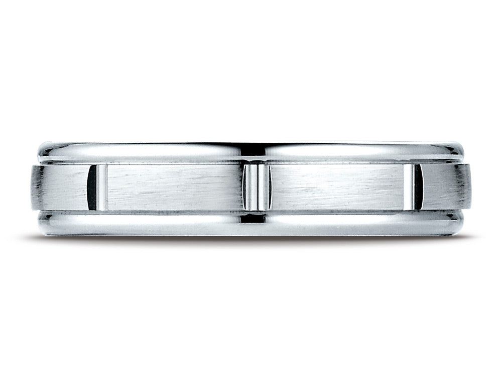 Benchmark 14k Gold 4mm Comfort-fit Satin-finished Polished Center Cuts Round Edge Wedding Band Ring