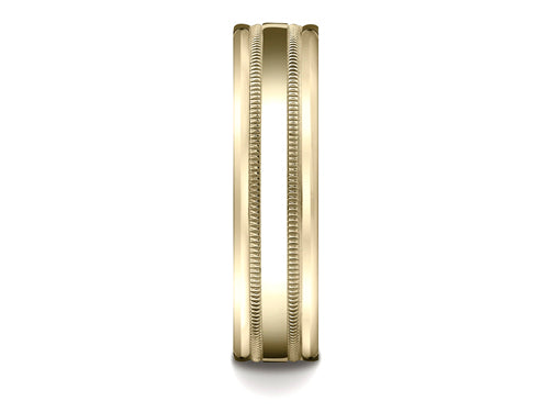 Benchmark 6mm Comfort-fit High Polished With Milgrain Round Edge Carved Design Wedding Band Ring