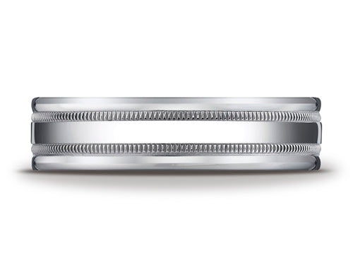 Benchmark 6mm Comfort-fit High Polished With Milgrain Round Edge Carved Design Wedding Band Ring
