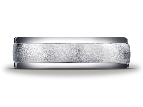 Benchmark 6mm Comfort-fit Wired-finished High Polished Round Edge Carved Design Wedding Band Ring