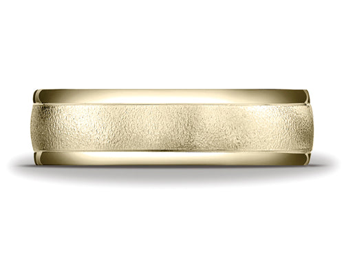 Benchmark 6mm Comfort-fit Wired-finished High Polished Round Edge Carved Design Wedding Band Ring