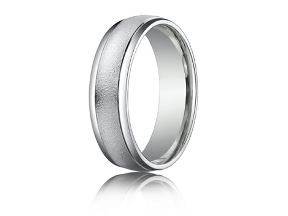 Benchmark 6mm Comfort-fit Wired-finished High Polished Round Edge Carved Design Wedding Band Ring