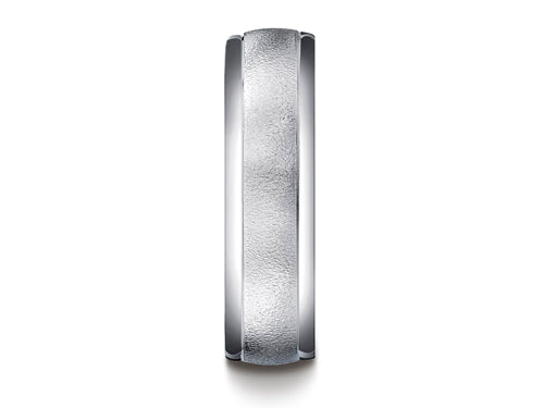 Benchmark 6mm Comfort-fit Wired-finished High Polished Round Edge Carved Design Wedding Band Ring