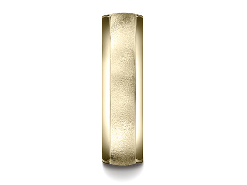 Benchmark 6mm Comfort-fit Wired-finished High Polished Round Edge Carved Design Wedding Band Ring